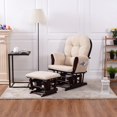 Adjustable Backrest Baby Nursery Rocking Chair & Ottoman Set for Kids Room