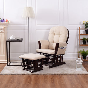 Adjustable Backrest Baby Nursery Rocking Chair & Ottoman Set for Kids Room