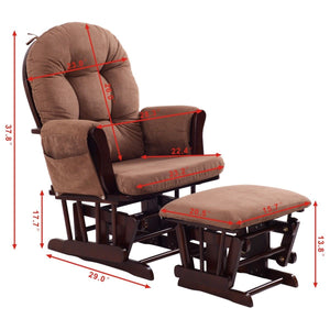 Adjustable Backrest Baby Nursery Rocking Chair & Ottoman Set for Kids Room