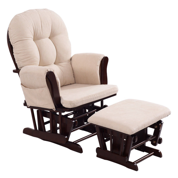 Adjustable Backrest Baby Nursery Rocking Chair & Ottoman Set for Kids Room
