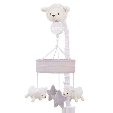 Plush Sheep Ivory and Gray Stars and Sheep Musical Mobile