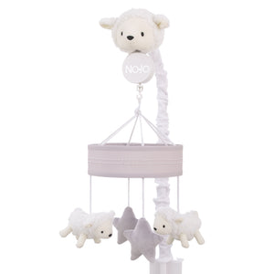 Plush Sheep Ivory and Gray Stars and Sheep Musical Mobile