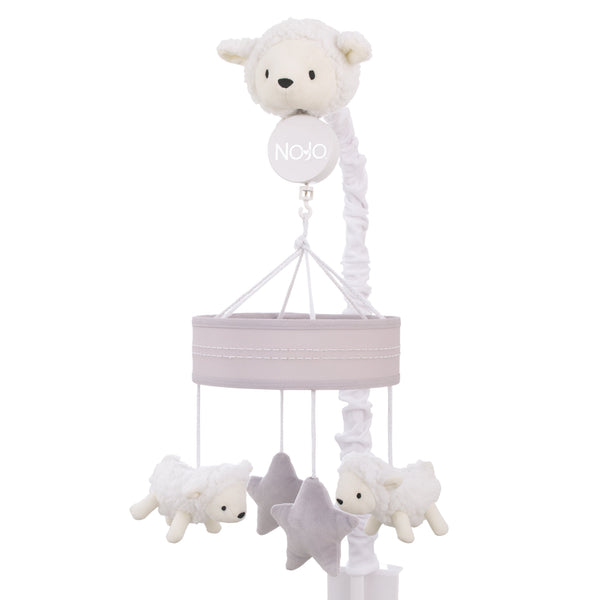 Plush Sheep Ivory and Gray Stars and Sheep Musical Mobile