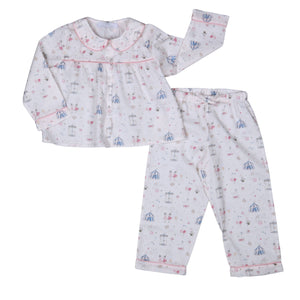 GAELLE | Girls  White Cotton Magic Circus Print Pyjamas