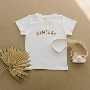 Gameday Organic Cotton Graphic Tee for babies in various colors, angle 2 view, perfect for casual outings.