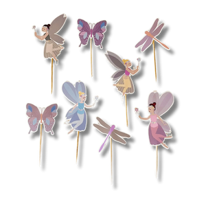 Garden Fairy & Dragonfly Birthday Cupcake Topper (8pcs)