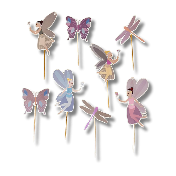 Garden Fairy & Dragonfly Birthday Cupcake Topper (8pcs)