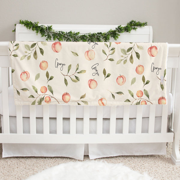 Personalized Baby Blanket – Soft  Peach Newborn Deluxe Minky Fur Wrap