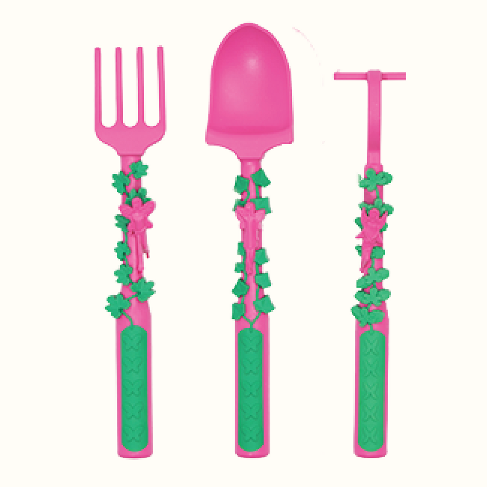 Set of 3 colorful baby utensils for toddlers, perfect for mealtime and developing self-feeding skills.