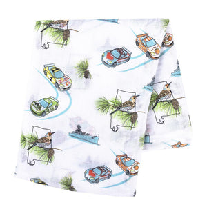 Gift Set: Alabama Baby Muslin Swaddle Blanket and Burp Cloth/Bib Combo Soft Breathable Bamboo Cotton