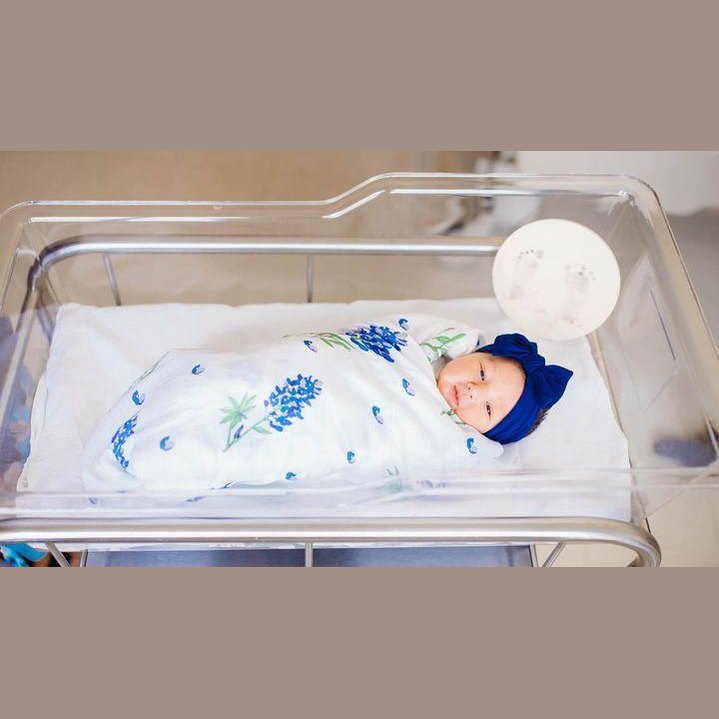Gift Set: Bluebonnets Baby Muslin Swaddle Blanket and Burp Cloth/Bib Combo