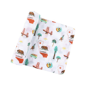 Gift Set: California Baby Muslin Swaddle Blanket and Burp Cloth/Bib Combo