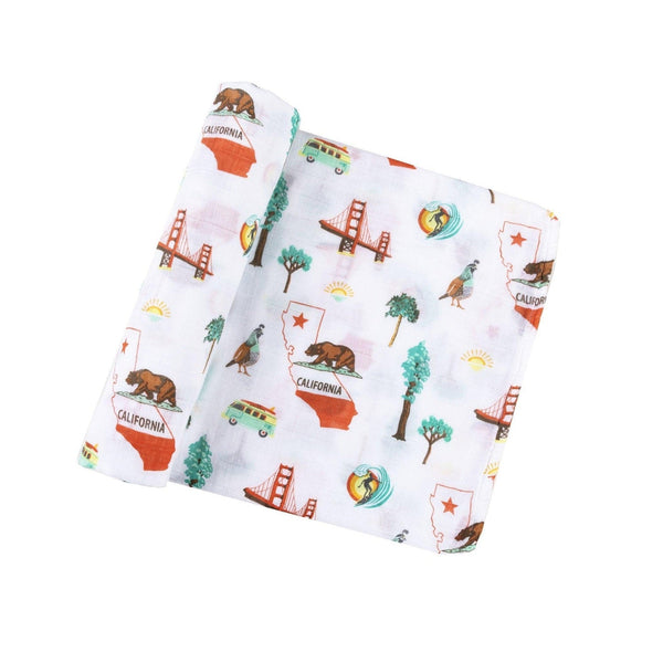 Gift Set: California Baby Muslin Swaddle Blanket and Burp Cloth/Bib Combo