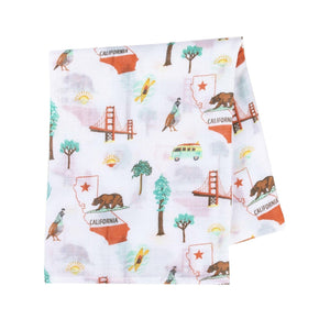 Gift Set: California Baby Muslin Swaddle Blanket and Burp Cloth/Bib Combo