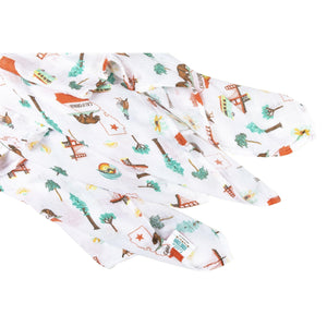 Gift Set: California Baby Muslin Swaddle Blanket and Burp Cloth/Bib Combo