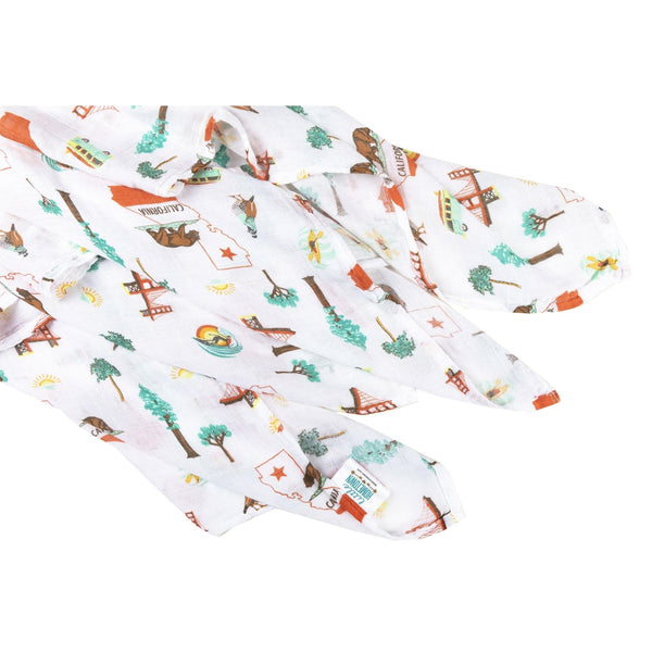 Gift Set: California Baby Muslin Swaddle Blanket and Burp Cloth/Bib Combo