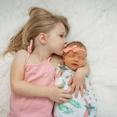 Gift Set: Florida Baby Muslin Swaddle Blanket and Burp Cloth/Bib Combo (Floral)