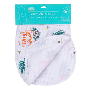 Gift Set: Georgia Girl Muslin Swaddle Blanket and Burp Cloth/Bib Combo
