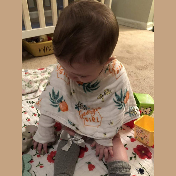 Gift Set: Georgia Girl Muslin Swaddle Blanket and Burp Cloth/Bib Combo