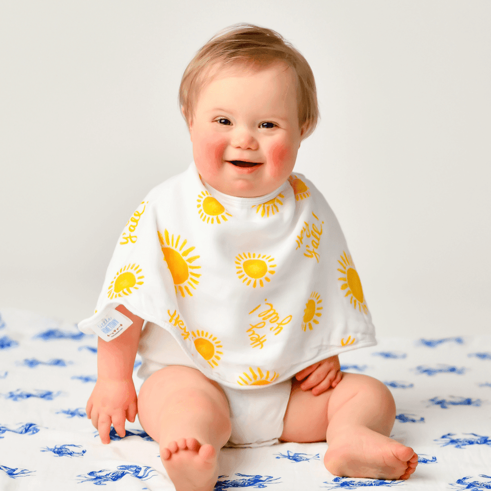 Hey Y'all Baby Muslin Swaddle Blanket and Burp Cloth/Bib Combo gift set for infants, perfect for cozy and stylish care.