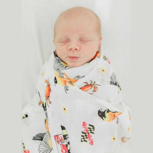 Gift Set: Maryland Baby Muslin Swaddle Blanket and Burp Cloth/Bib Combo Newborn Essentials for Feeding and Comfort