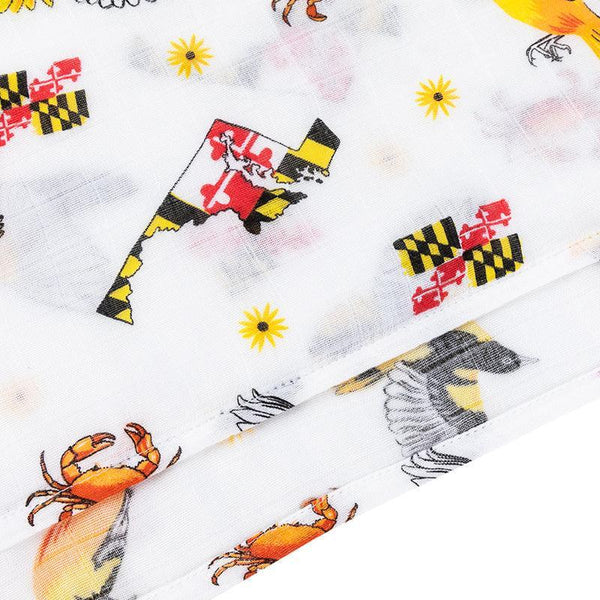Gift Set: Maryland Baby Muslin Swaddle Blanket and Burp Cloth/Bib Combo Newborn Essentials for Feeding and Comfort