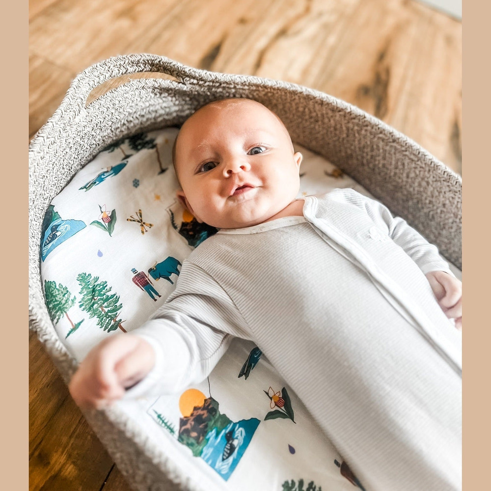 Minnesota Baby Muslin Swaddle Blanket and Burp Cloth/Bib Combo gift set for infants, soft and stylish baby essentials.
