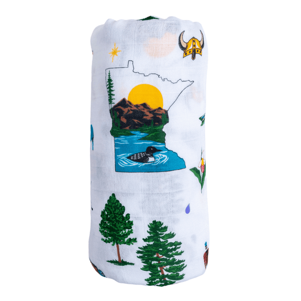 Gift Set: Minnesota Baby Muslin Swaddle Blanket and Burp Cloth/Bib Combo