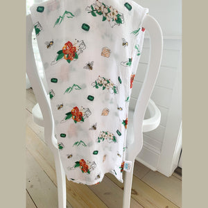 Gift Set: North Carolina Baby Muslin Swaddle Blanket and Burp Cloth/Bib Combo (Floral)