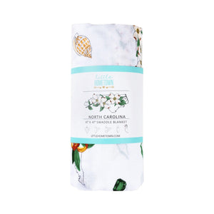 Gift Set: North Carolina Baby Muslin Swaddle Blanket and Burp Cloth/Bib Combo (Floral)