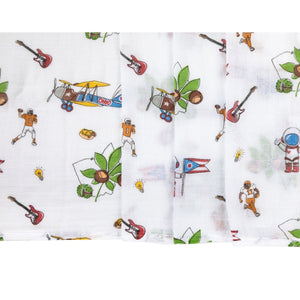 Gift Set: Ohio Baby Muslin Swaddle Receiving Blanket and Burp Cloth / Bib Combo