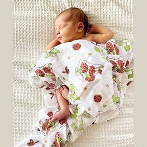 Gift Set: Ohio Baby Muslin Swaddle Receiving Blanket (Floral) and Burp/Bib Combo