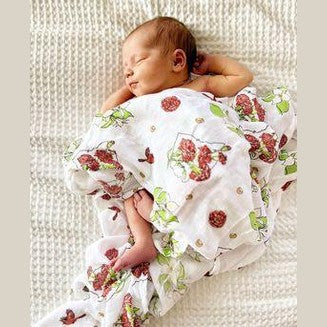 Gift Set: Ohio Baby Muslin Swaddle Receiving Blanket (Floral) and Burp/Bib Combo
