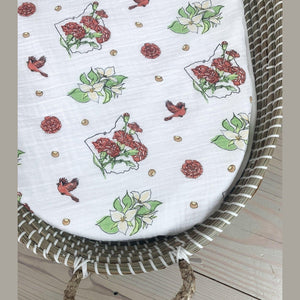 Gift Set: Ohio Baby Muslin Swaddle Receiving Blanket (Floral) and Burp/Bib Combo