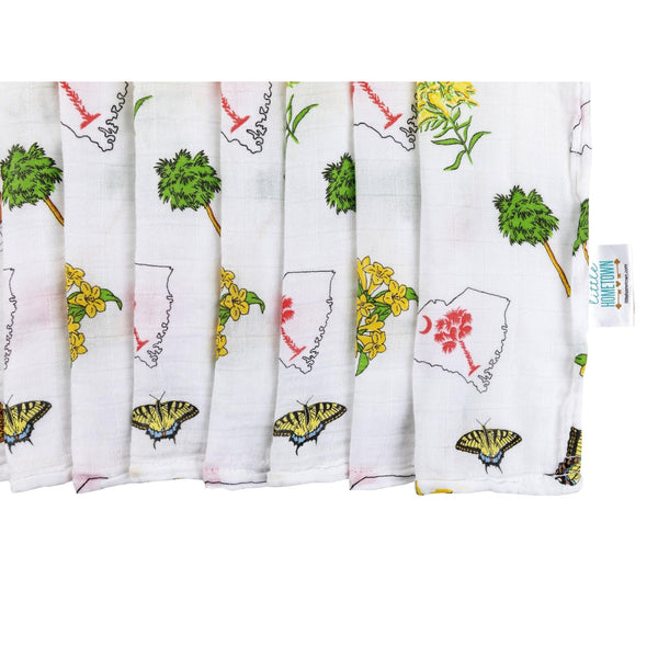 Gift Set: South Carolina Girl Baby Muslin Swaddle Blanket and Burp Cloth/Bib Combo