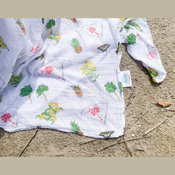 Gift Set: South Carolina Girl Baby Muslin Swaddle Blanket and Burp Cloth/Bib Combo