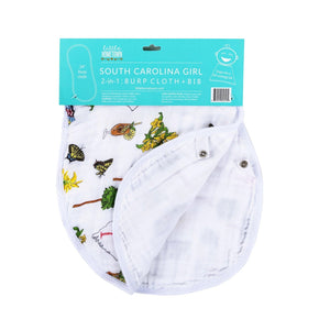 Gift Set: South Carolina Girl Baby Muslin Swaddle Blanket and Burp Cloth/Bib Combo