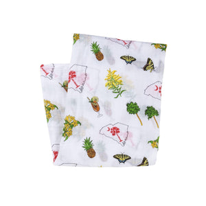 Gift Set: South Carolina Girl Baby Muslin Swaddle Blanket and Burp Cloth/Bib Combo