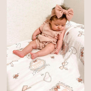 Gift Set: Southern Belle Baby Muslin Swaddle Blanket and Burp Cloth/Bib Combo Extra Large Bamboo Cotton