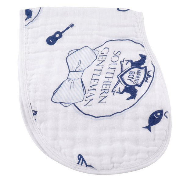 Gift Set: Southern Gentleman Baby Muslin Swaddle Blanket and Burp Cloth/Bib Combo