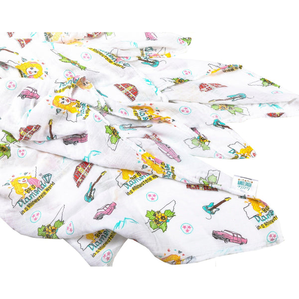 Gift Set: Tennessee Baby Muslin Swaddle Blanket and Burp Cloth/Bib Combo (Floral)