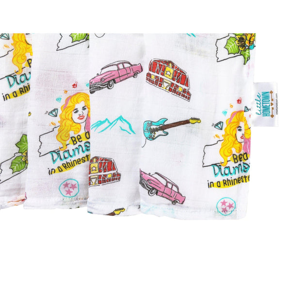 Gift Set: Tennessee Baby Muslin Swaddle Blanket and Burp Cloth/Bib Combo (Floral)