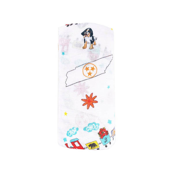 Gift Set: Tennessee Baby Muslin Swaddle Blanket and Burp Cloth/Bib Combo