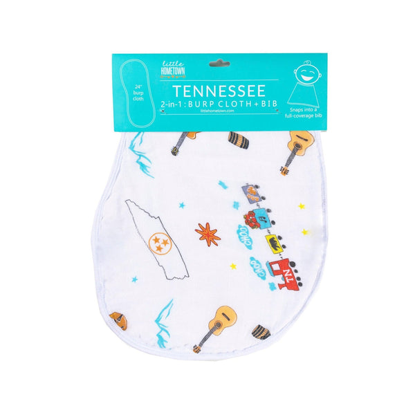 Gift Set: Tennessee Baby Muslin Swaddle Blanket and Burp Cloth/Bib Combo