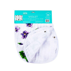 Gift Set: Violet Baby Muslin Swaddle Blanket and Burp Cloth/Bib Combo
