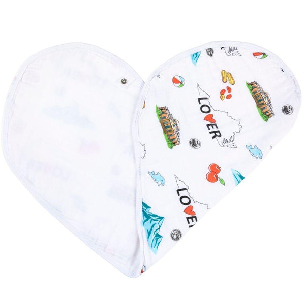Gift Set: Virginia Baby Muslin Swaddle Blanket and Burp Cloth/Bib Combo Soft Breathable Bamboo Cotton