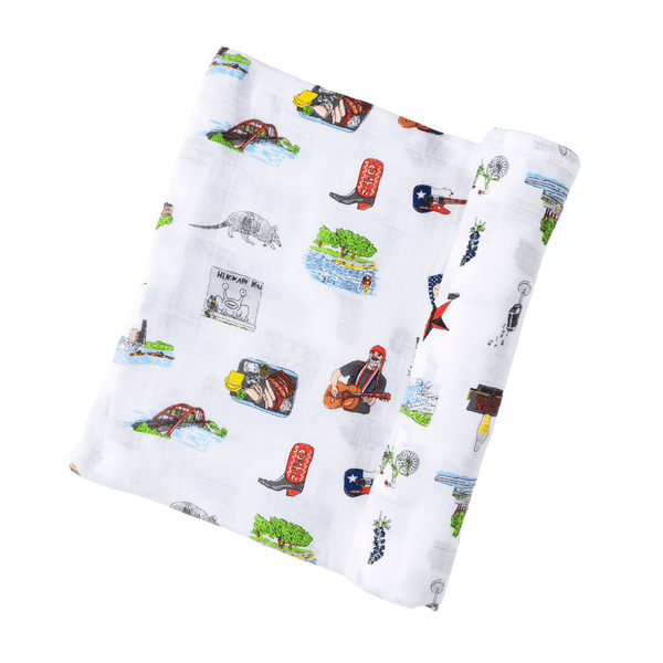 GiftSet: Austin Baby Muslin Swaddle Blanket and Burp Cloth/Bib Combo