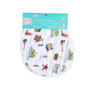 GiftSet: Austin Baby Muslin Swaddle Blanket and Burp Cloth/Bib Combo