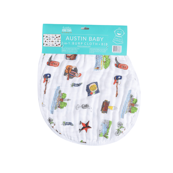 GiftSet: Austin Baby Muslin Swaddle Blanket and Burp Cloth/Bib Combo
