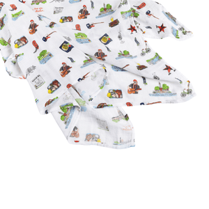 GiftSet: Austin Baby Muslin Swaddle Blanket and Burp Cloth/Bib Combo